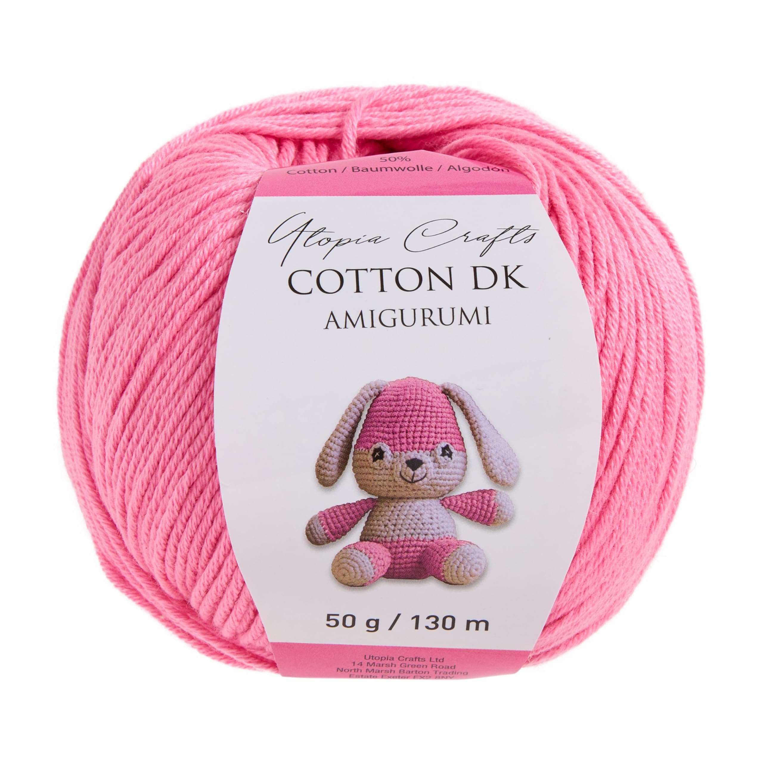 Utopia Crafts Amigurumi Cotton DK Yarn for Crochet and Knitting 50% Cotton, 50% Acrylic Blended, 3X 50g (Medium Pink) - Image 2