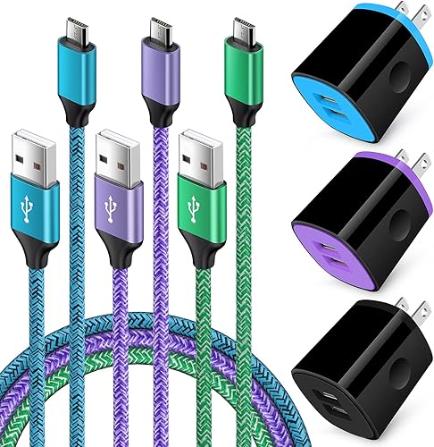 Bloque de cubo de cargador de pared para teléfono Android con cable micro USB compatible con Moto E, G, G5 Plus/E5 Play E6 E4, Samsung Galaxy Note