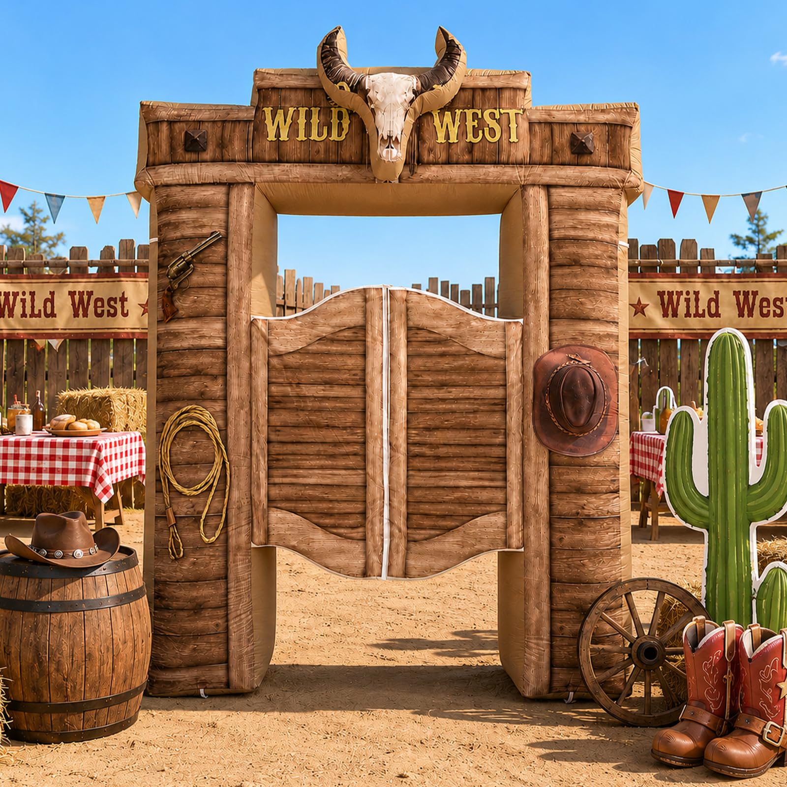 Arche gonflable 3 m sur thème cowboy pour décorer facilement un grand espace vide