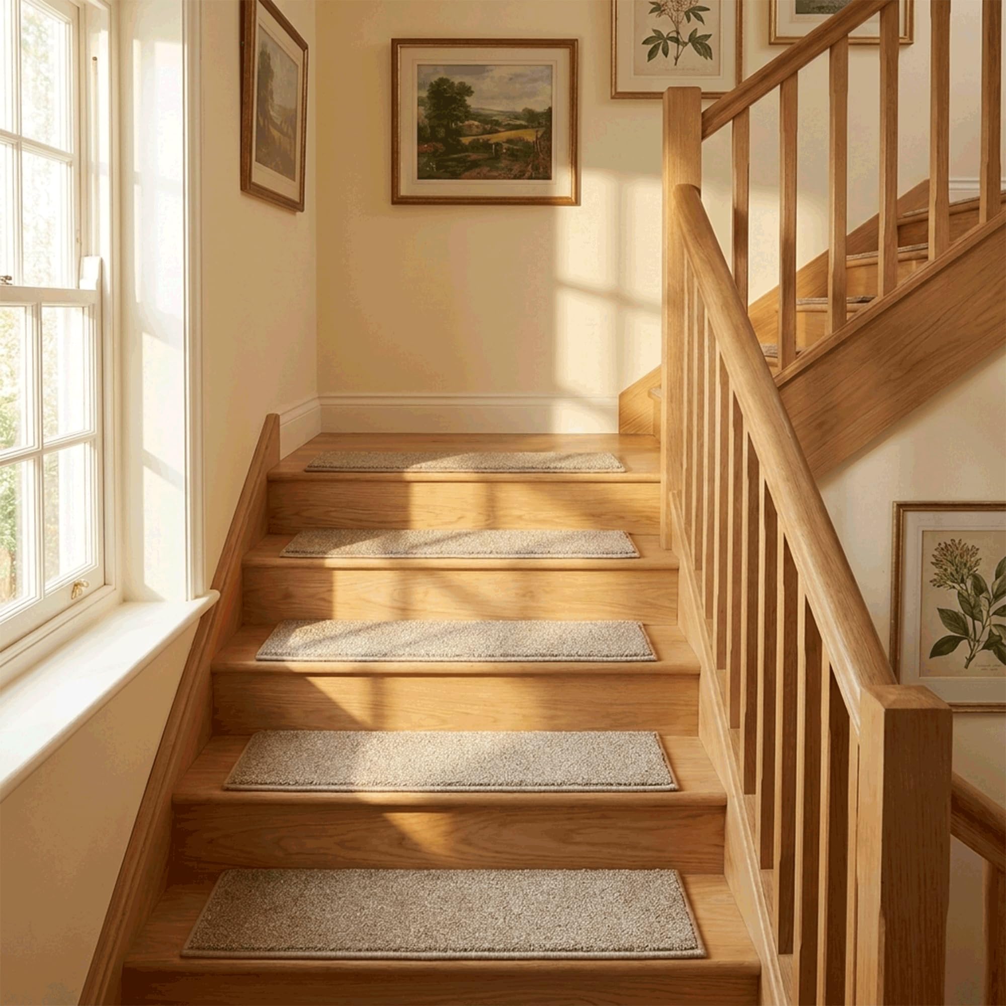 COSY HOMEER Stair Treads Carpet 15 Pack, Non-Slip Polyester Stair Treads for Indoor Stairs Safety, Quick Peel Self-adhesive Stair Runner Carpet Pads, Machine Washable, 22 x 70cm, Beige โ image 1