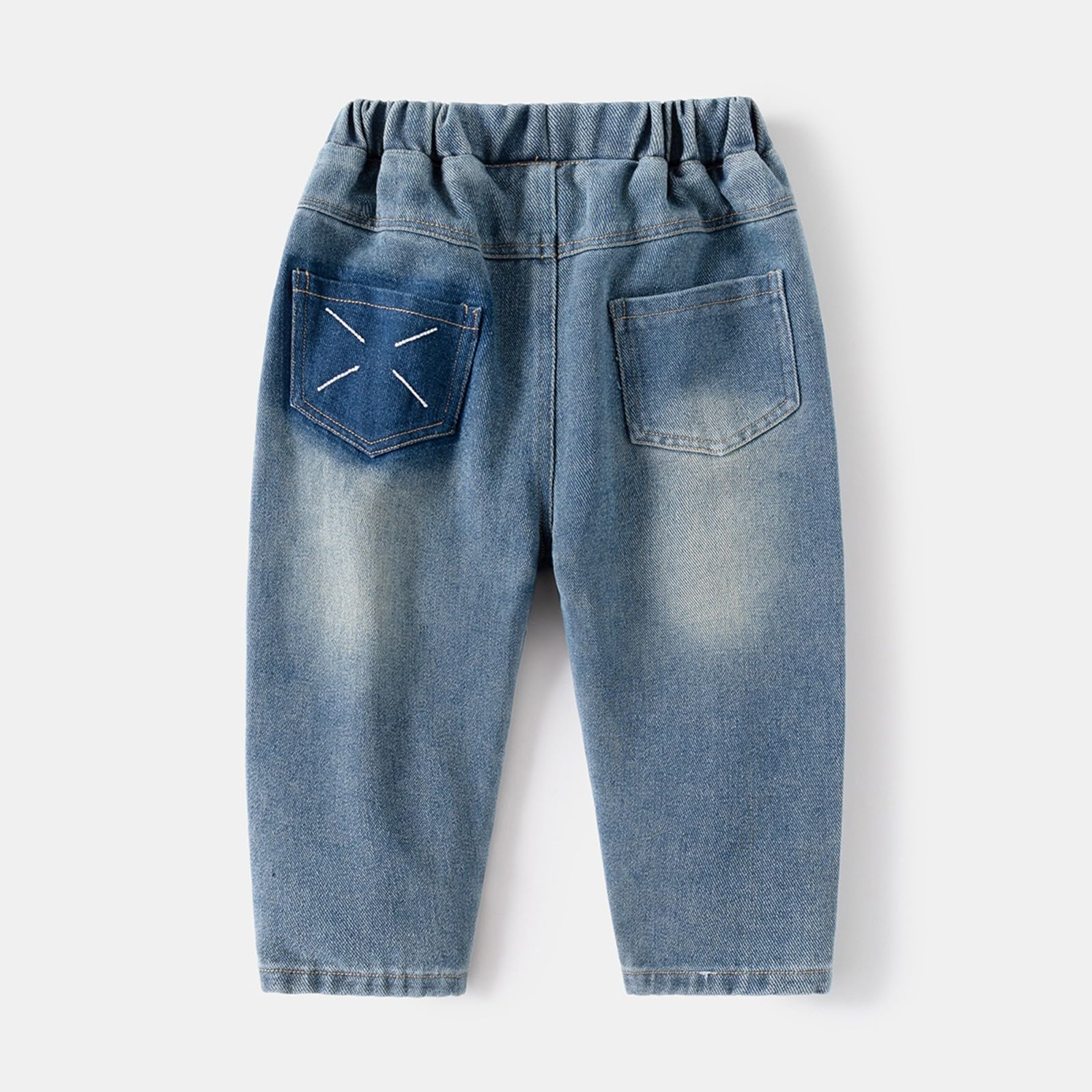 Pantalones de mezclilla deportivos para niños, holgados, de pierna recta, desgastados, para la escuela, para otoño, elásticos, cintura alta, casuales, largos, para niños, hip hop, vintage, danza