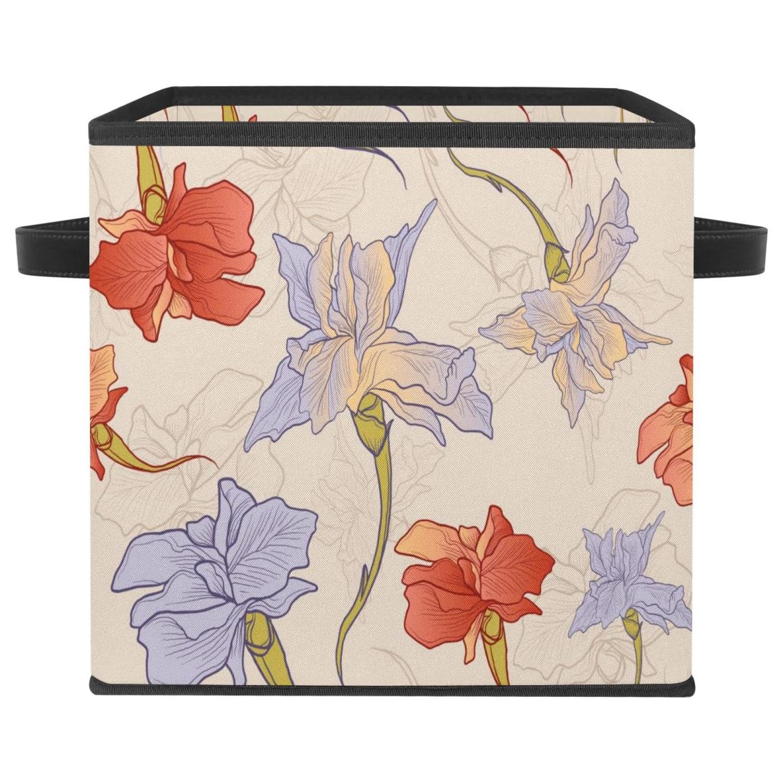 Panier de rangement tissu fleurs pour organiser les jouets et livres dans la chambre