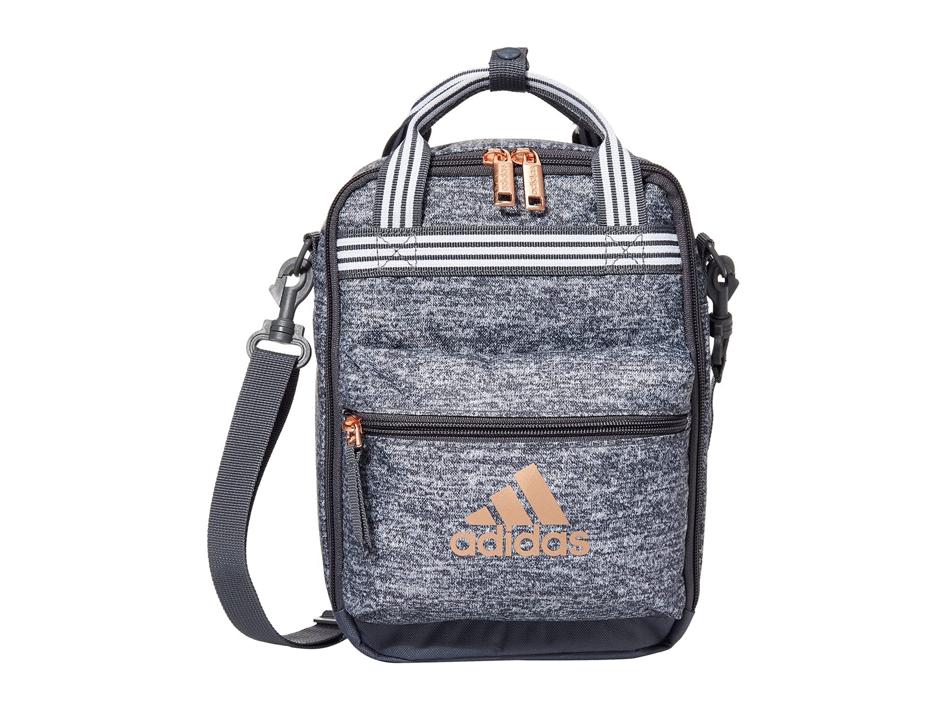 adidasSquad Insulated Lunch Bag for Men and Women, Jersey Onix Grey/Rose Gold, One Size