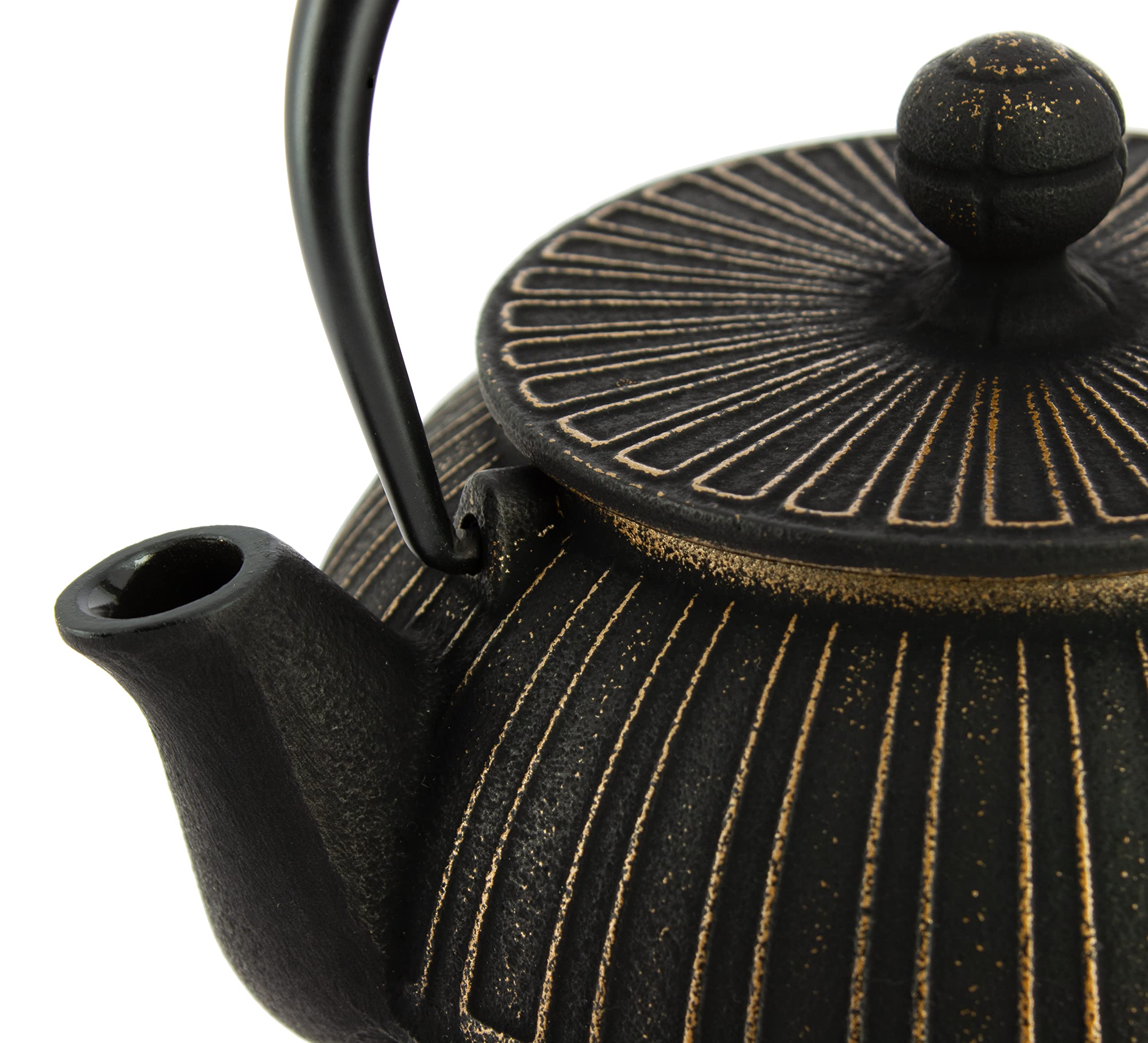 Iwachu Nanbu Tekki Théière Japonaise Kiku Noir/Doré 650 ml, Fer coulé