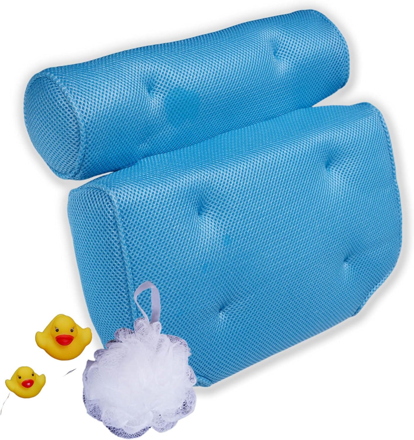 Pillow for Bathtub Pillow Set of 8 Pieces Luxury Spa Bath Set Bath Cellulite Brush, Facial Cleanser Brush Bath Spouge Neck and Shoulder Pain Relief Pillow Gift Box for her, Large, Pink