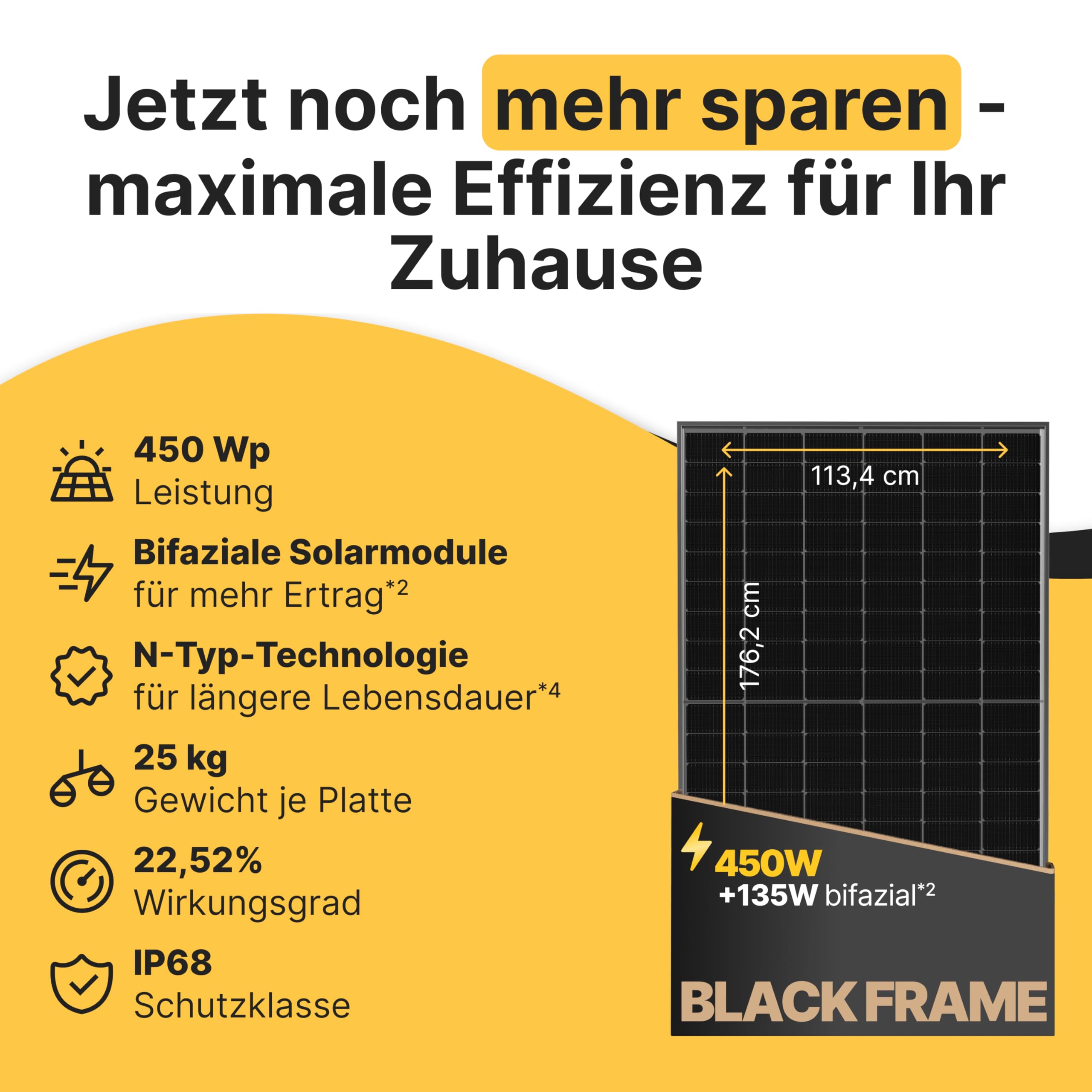 Solakon 900W Balkonkraftwerk - Balkonkraftwerk 800W komplett Steckdose - neuester 800 Watt Wechselrichter - Solaranlage Komplettset - 450W bifaziale Solarmodule inkl Zubehör - 5m Kabel, Ohne Halterung