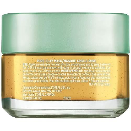 Miniatura 7 de LOreal Paris Máscara facial de arcilla pura con limón Yuzu para pieles ásperas para aclarar y suavizar la máscara de arcilla en casa 17 oz