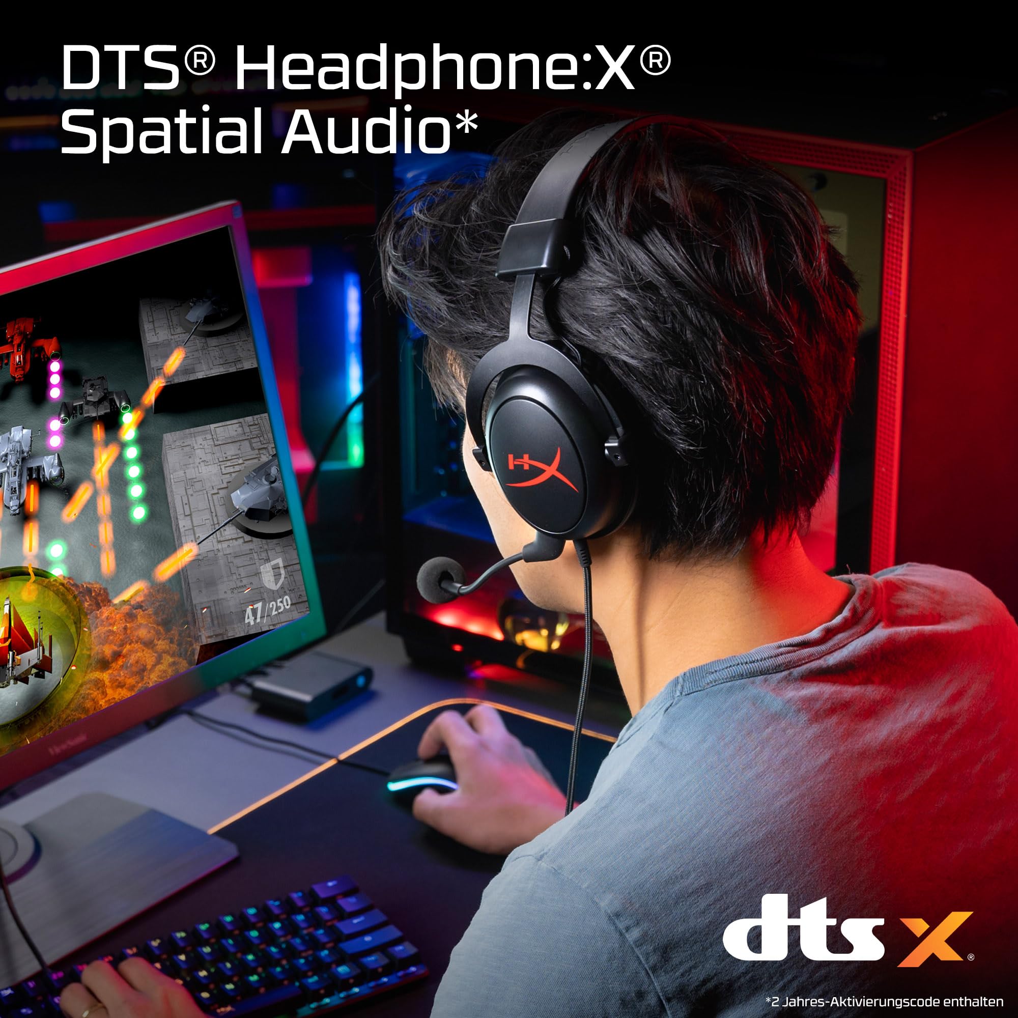 HyperXCloud Core-Gaming-HeadsetfürPC,DTSHeadphone:XSpatialAudio,Memoryschaum-Ohrpolster,robusterAluminiumrahmen