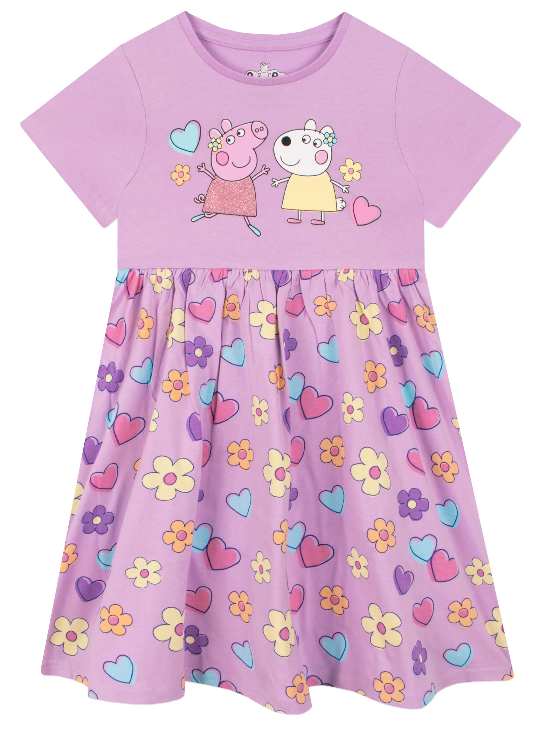 Peppa Pig Girls Purple Dress | Cotton Summer Dress | Short Sleeve Dresses | Cotton Dresses | 7-8 Years