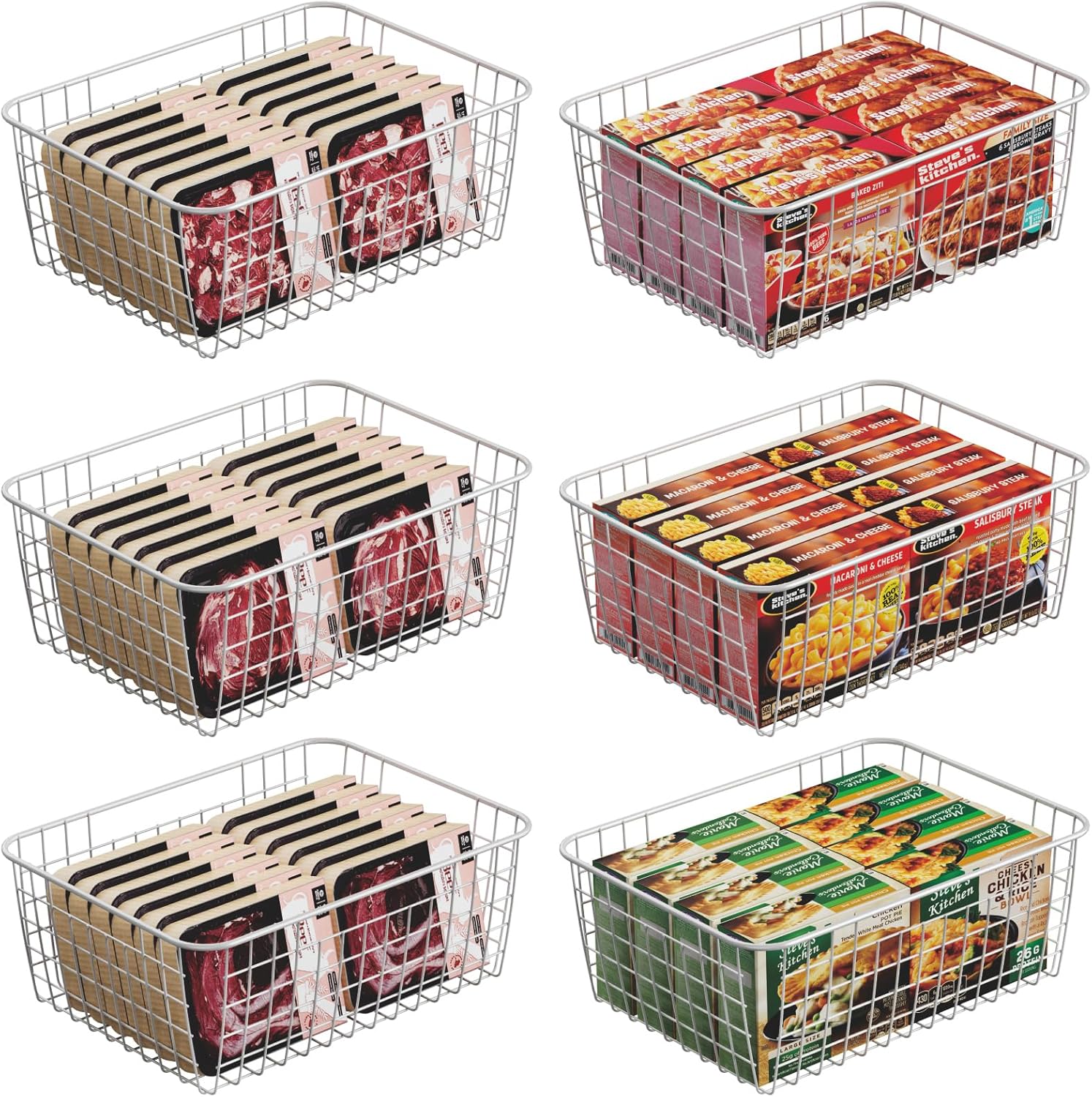 iSPECLE Upright Freezer Baskets 6 Pack Large Freezer Organizers Bins