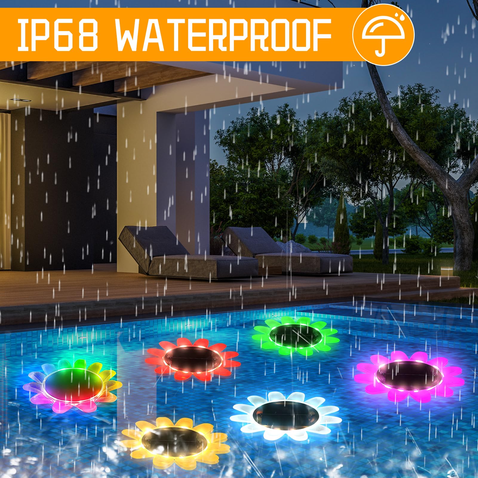 Illuminazione Luci Solari da Terra 8 Colori Luci Galleggianti Solari per Piscina