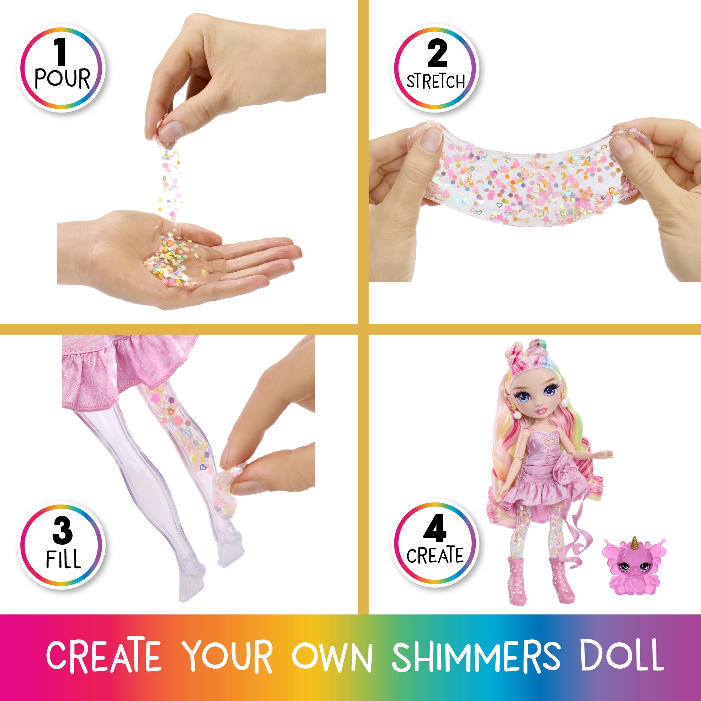Rainbow High Rainbow Shimmers with Slime, Bella, Pink, 28cm Fashion Doll, Comes with a Slime Kit and a Pet Llama - Image 4