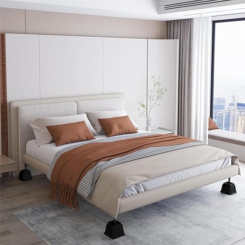 Miniatura 9 de Napnapday Elevadores de cama de 5 pulgadas resistentes paquete de 4 elevadores de muebles de cama, 1500 libras elevadores para sofá y mesa, color