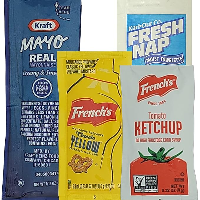 Ketchup, Mustard and Mayonnaise Individual Condiment