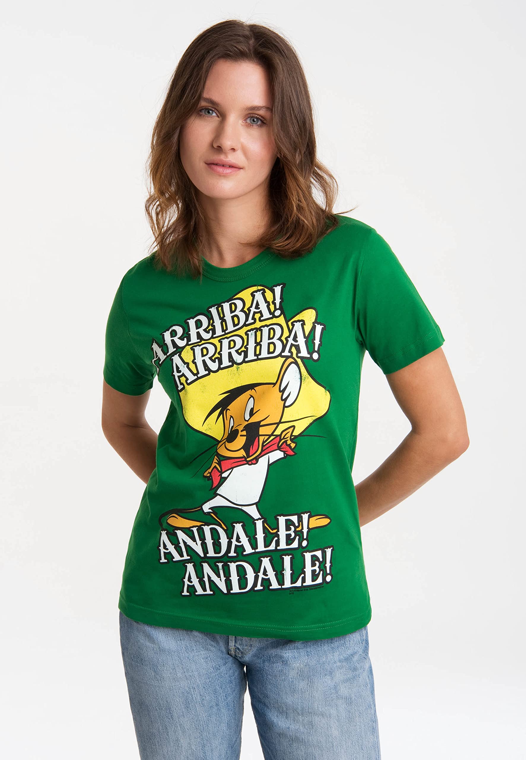Logoshirt® Looney Tunes Arriba Andale T-Shirt Damen & Herren | Offiziell lizenziertes Looney Tunes Merch, Speedy Gonzales-Motiv, 100% Baumwolle, Cartoon T-Shirt mit hochwertigem Frontprint