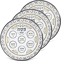 Vista 9 de Zion Judaica - Platos para seder de Pascua de 12 pulgadas de melamina, placa de 6 secciones marcadas con alimentos simbólicos para pesaj Seder