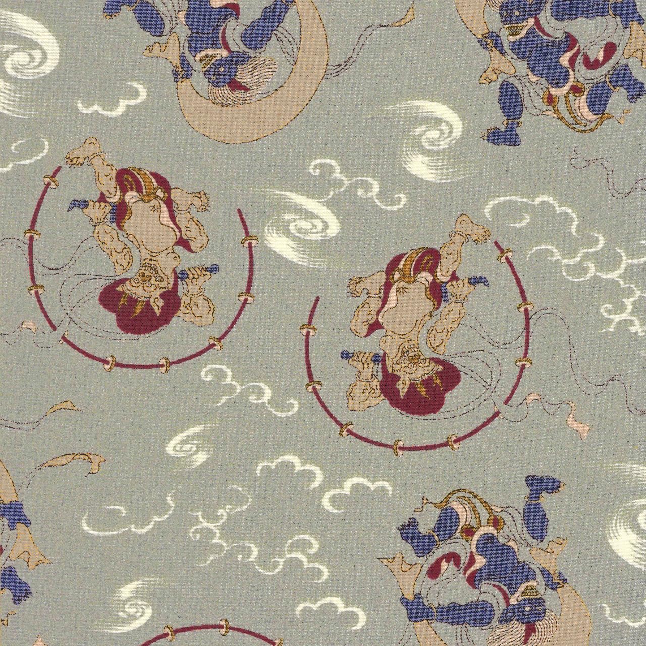 Amazon | 【和柄・和調プリント】風神雷神像 4色あります 1m単位