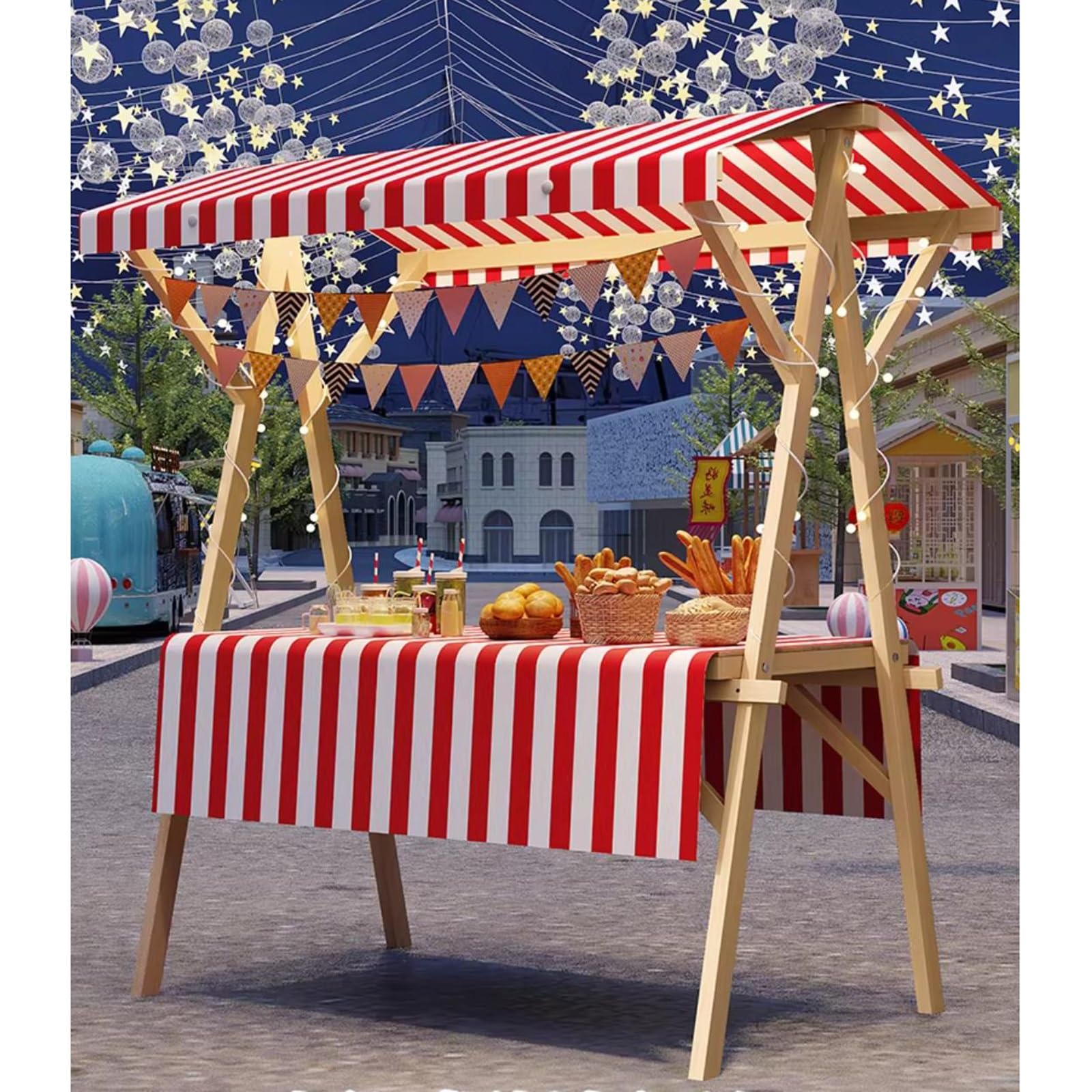 Stand de marché pliable en bois auvent portable pour vente outdoor