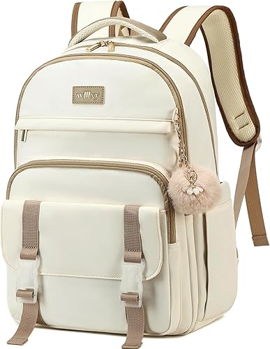Caoroky knight Women Laptop Backpack 15.6 Inch Office Business Work Backpacks Purse Anti Theft Travel Back Pack School College Bookbag Nurse Teacher Learning Daypack Computer Rucksack,Beige