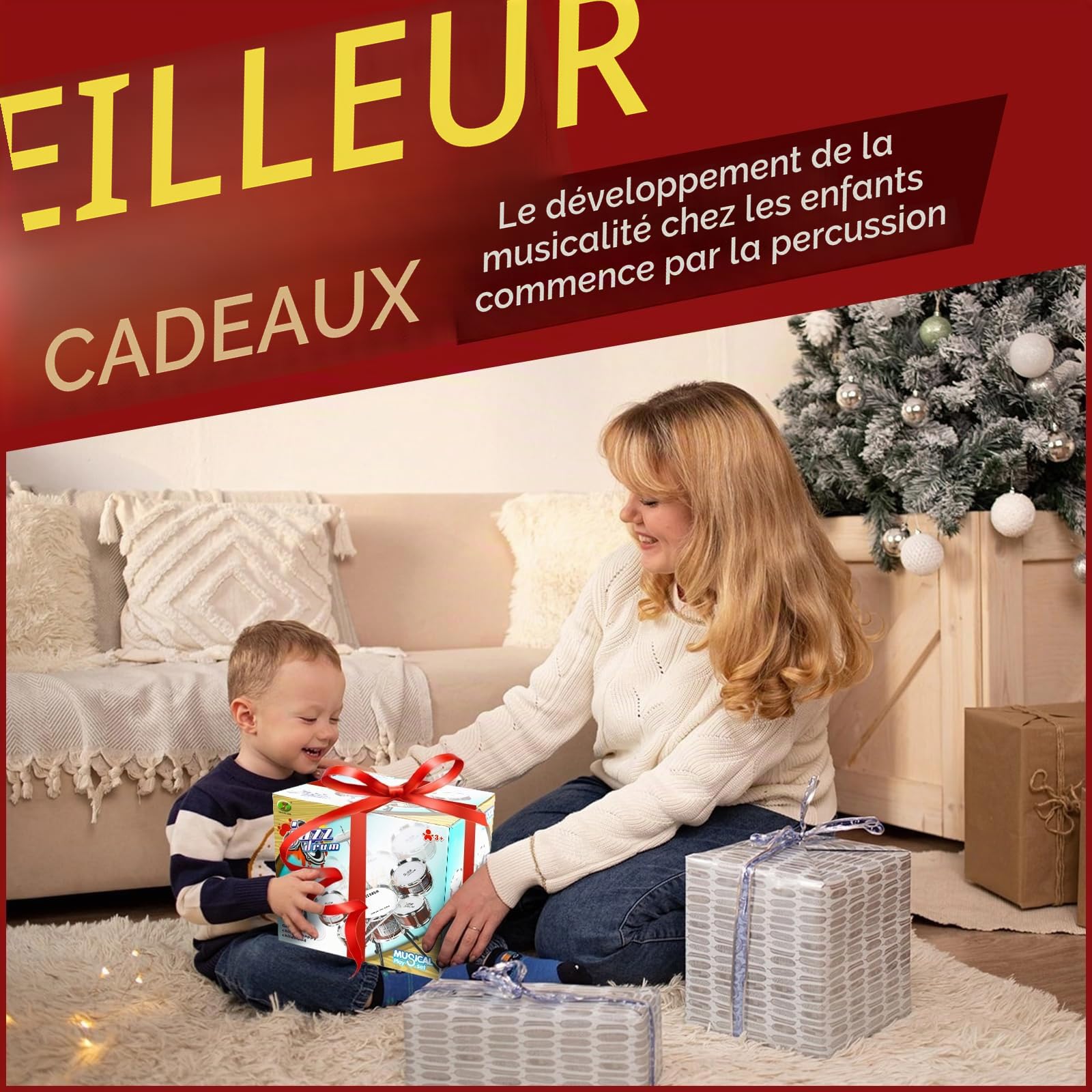 Batterie pour Enfants,Batterie Enfant Musique Instrument Jouets 3 4 5 6 Ans | Toddler Battery 5 Tambours avec Tabouret, Batterie Bebe Instrument de Musique éDucation PréCoce Jouets pour Garçons Filles