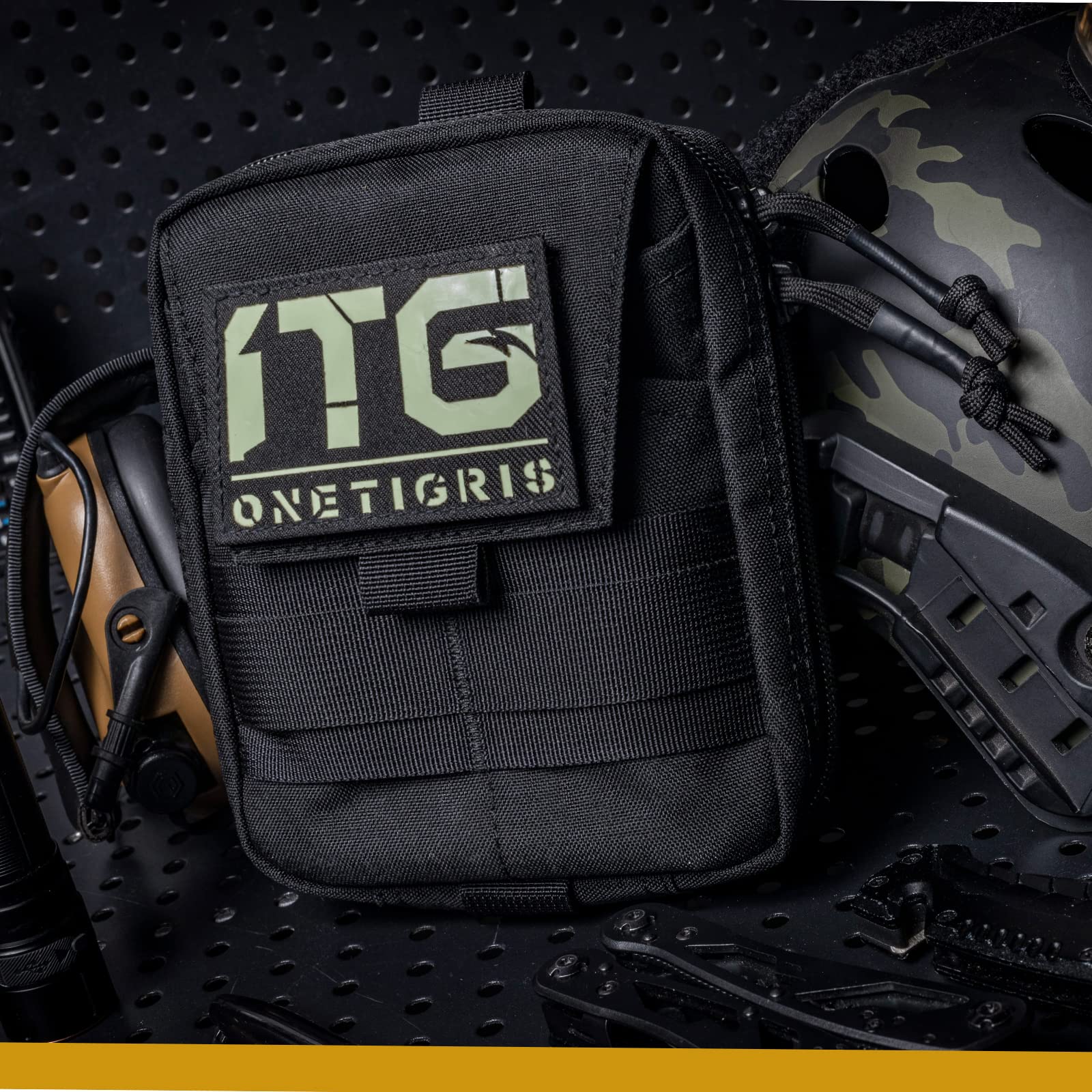 OneTigris Taktische Hüfttasche, Gürteltasche MOLLE EDC Tasche Wasserdicht Molletaschen für Camping Wandern Radfahren Klettern und Reisen Schwarz