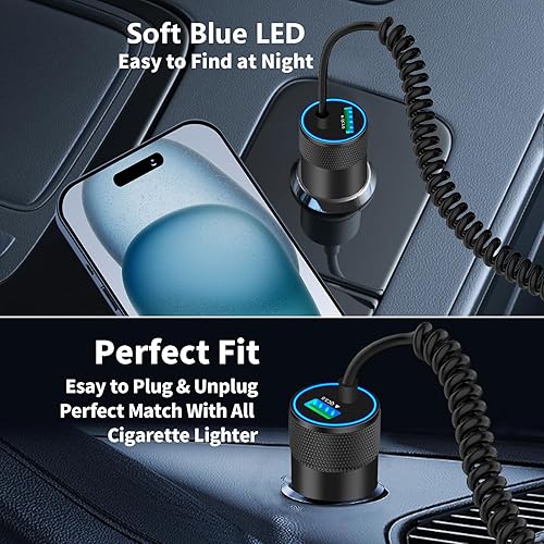 Vista 40 de 【MFi Certified】iPhone Fast Car Charger, BARMASO 4.8A Dual USB Smart Car Power Cigarette Lighter USB Fast Car Charging Adapter with 2Pack Lightning