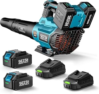 40V Leaf Blower Cordless, 600CFM/160MPH Brushless Motor with 2 * 5200mAh Batteries and 2*Chargers, Variable Speed Control&Turbo Button, Electric Blower for Lawn Care/Debris/Dust