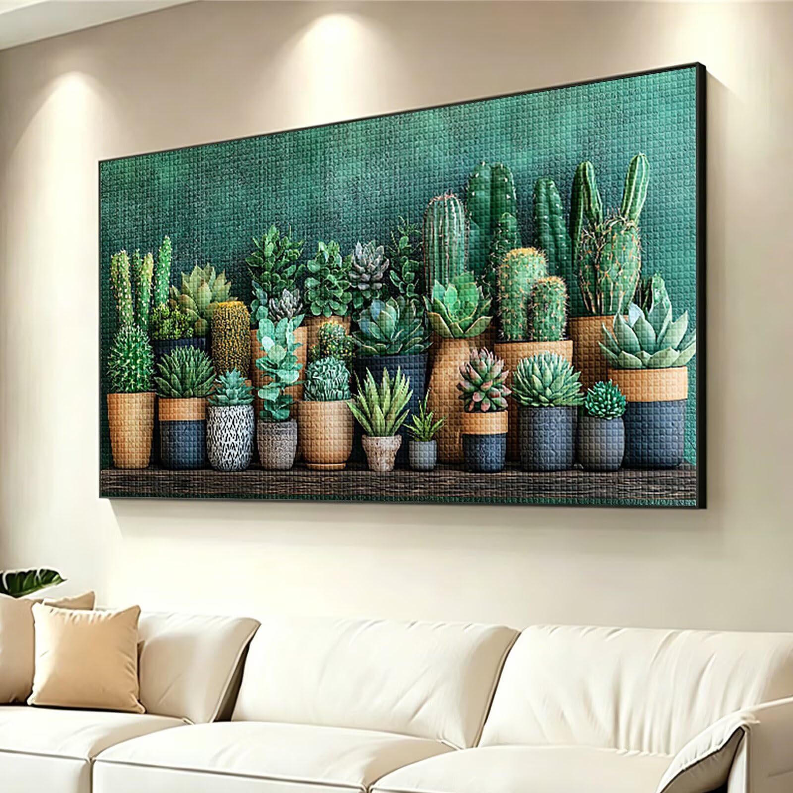 Diamond Painting Grande 120x60cm Cactus Diamond Painting Adultos, DIY Planta Pintura de Diamante Manualidades Adultos, 5D Cuadrado Rhinestone Bordado Punto de Cruz para Home Decoration Regalo 0J-343