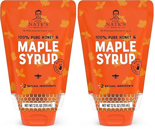 Nates - Jarabe de arce de miel de arándano bolsa sostenible de 12 onzas miel 100 pura jarabe de arce real y sabor natural a arándano cobertura