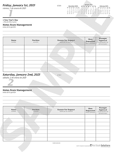 The Manager's Red Book - Solicitar libros de registro de días librescuadernosplanificadores, 8.5"x11" semestral, 118 páginas, 8 líneas por día