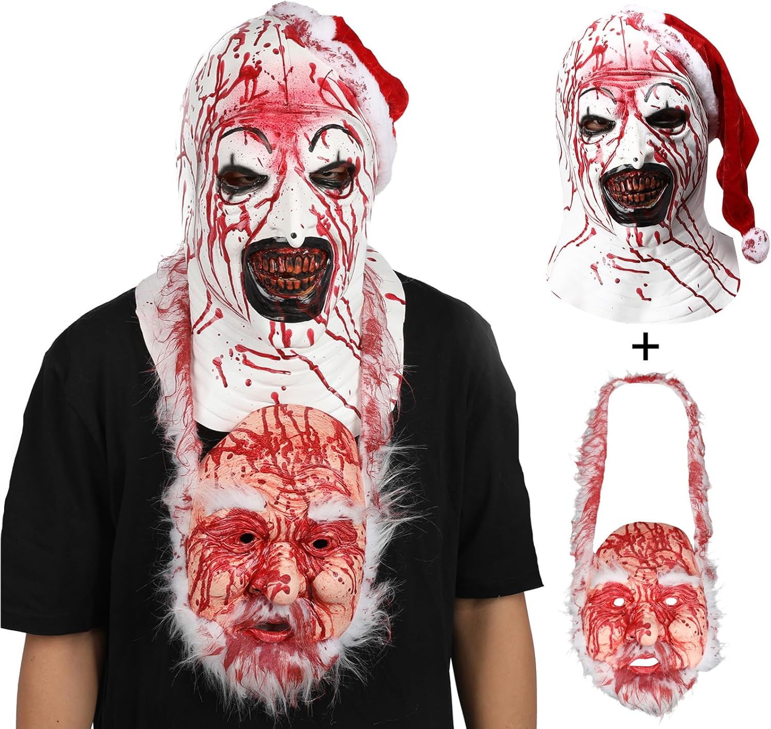 2Pcs Terrifier Clown Mask with Santa Mask Scary Barbados Ubuy - Main Image