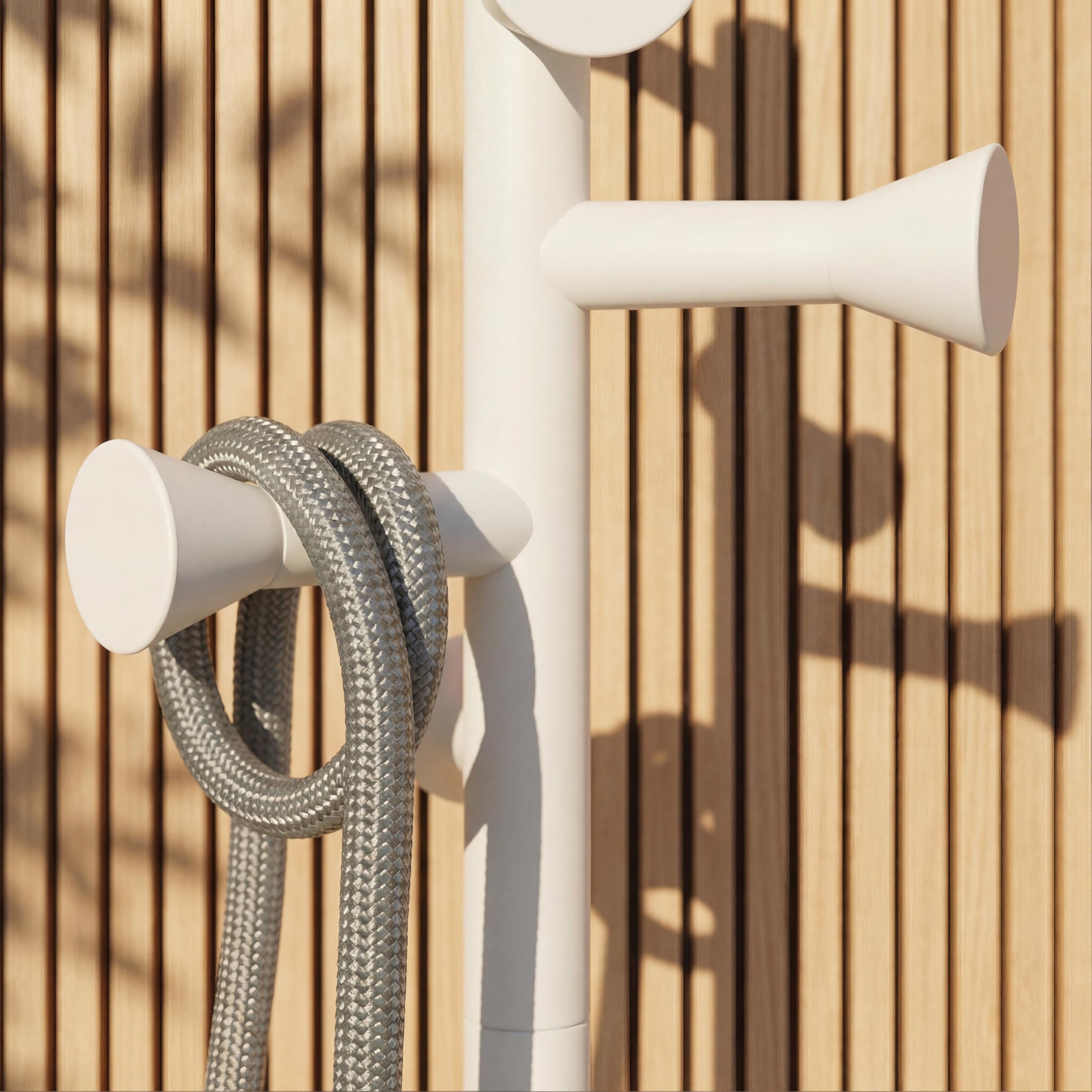 Garderobenständer weiß aus Metall, Kleiderständer klein, keine sichtbaren Schrauben, stabil und platzsparend, minimalistisches Design, Flurgarderobe für kleine Räume (WEISS MATT)