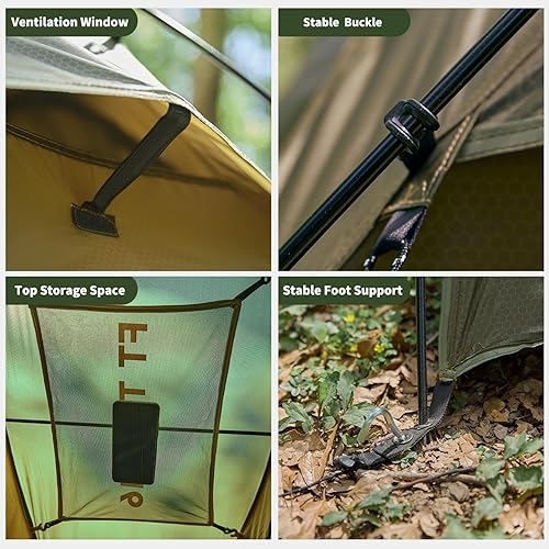 Miniatura 6 de Tienda de campaña para 1 a 2 personas, tienda de campaña impermeable y resistente al viento, tienda instantánea ultraligera para camping,