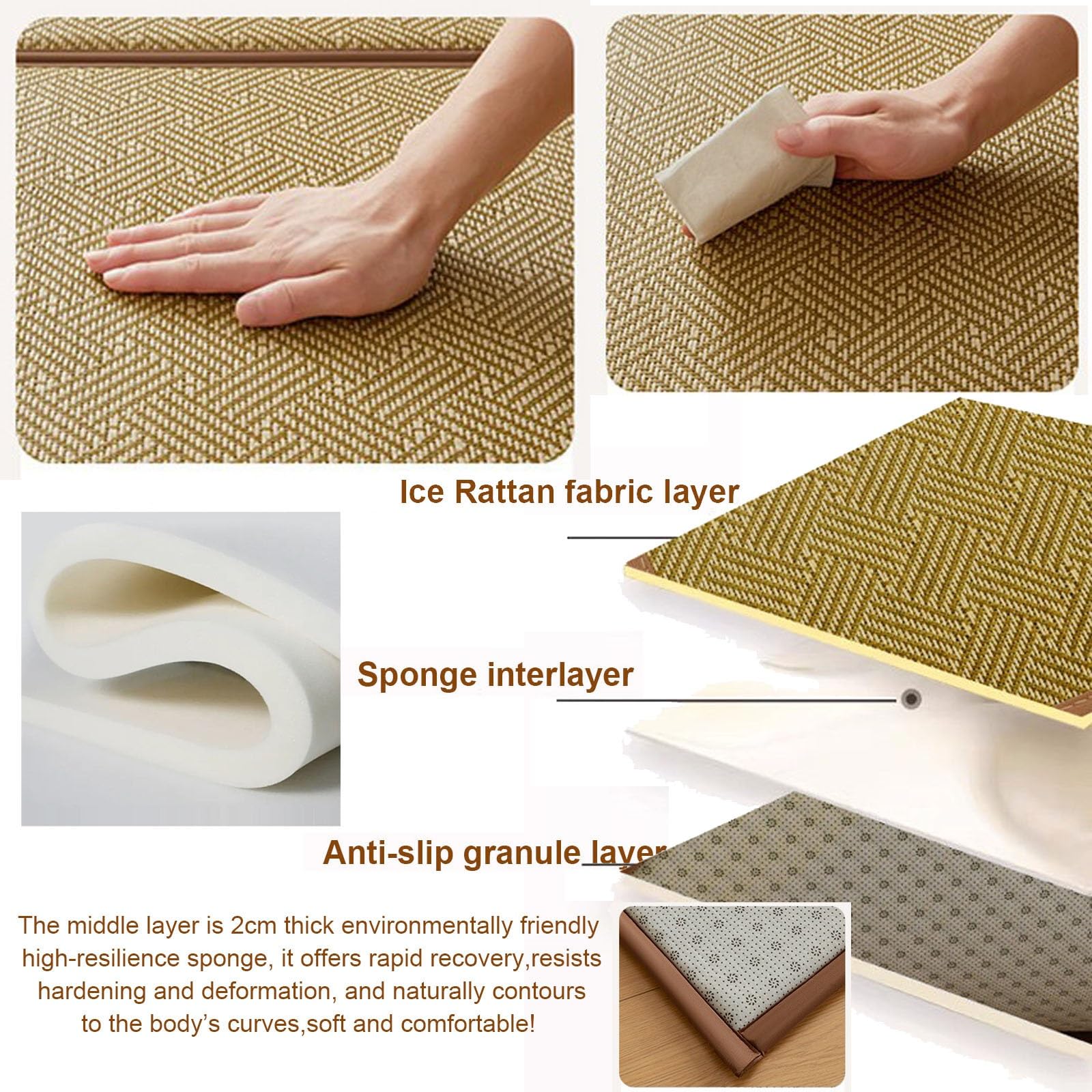 Alfombra de Suelo Tatami Japonés Colchón Futón Plegable Colchoneta Tapete(Green,200x200cm)