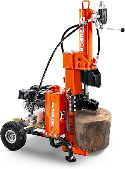 SuperHandy Log Splitter with Durable Steel Wedge, Portable Design for Firewood and Forestry Harvesting (25 Ton Gas Powered)