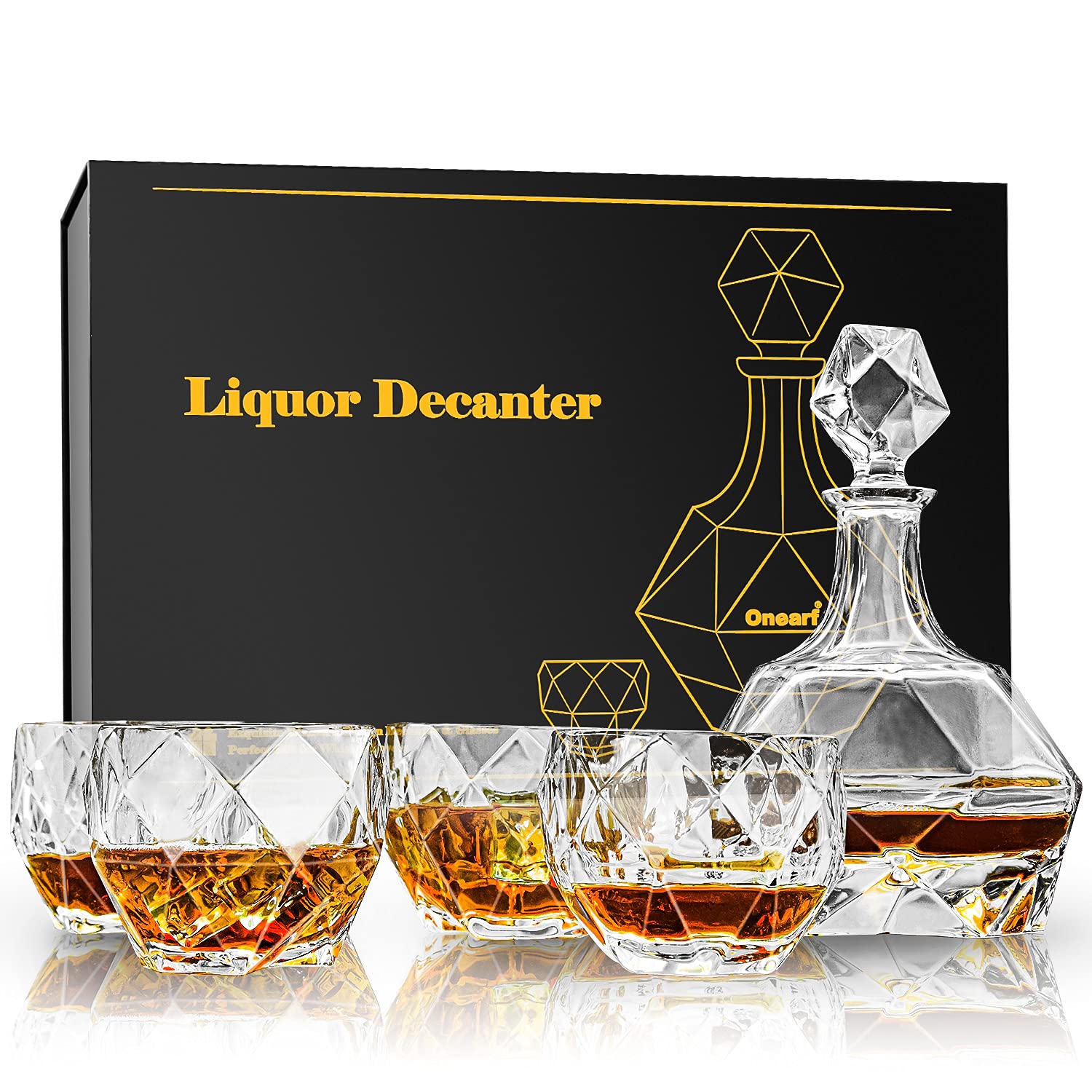 Onearf Whiskey Decanter Sets, 870ml Crystal Liquor Decanter with