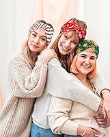 Vista 62 de Huachi Diademas para mujer con nudos torcidos, bandas elásticas bohemias para el cabello, antideslizantes, para niñas, turbante entrecruzado, liso