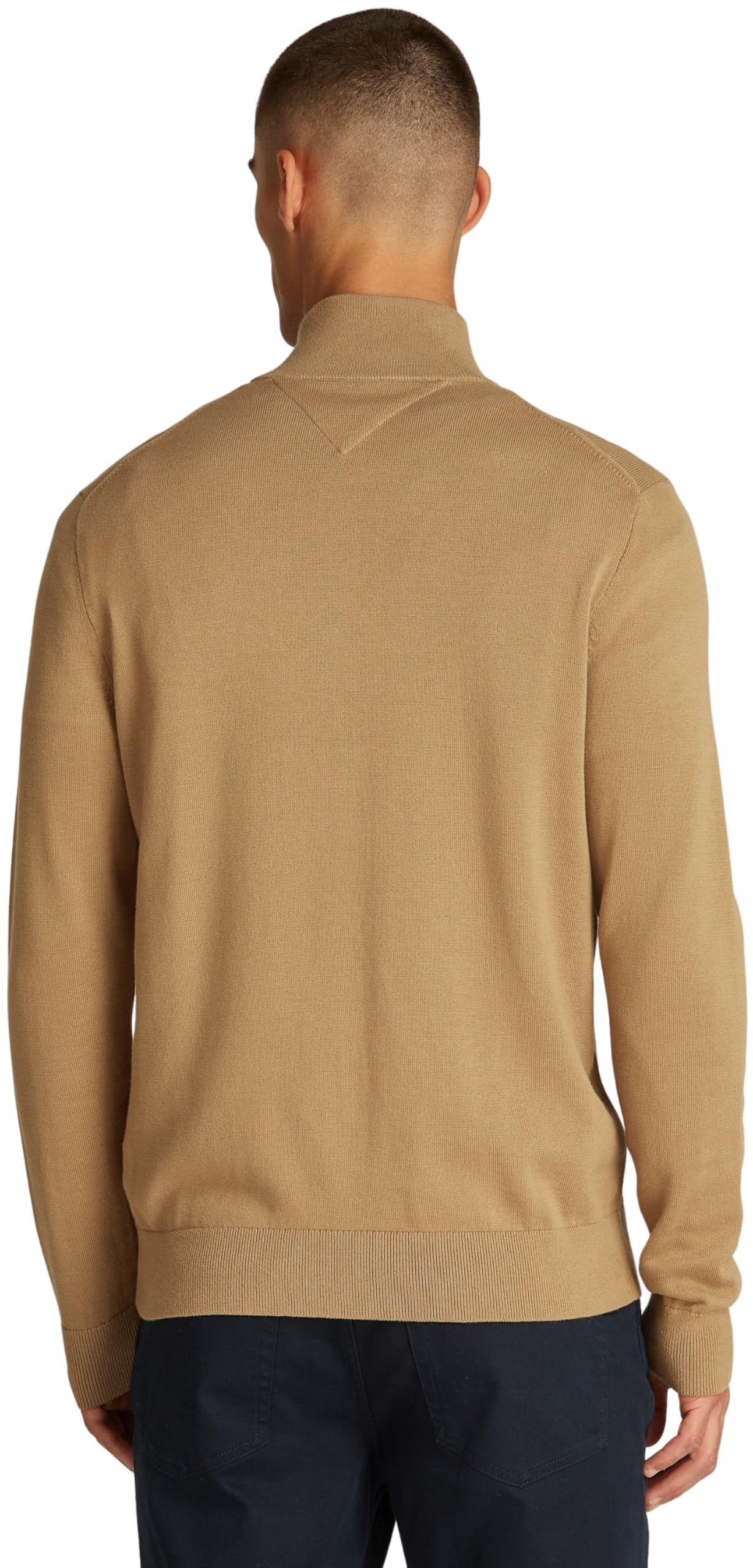 Tommy Hilfiger Męski Essential Cotton Zip Thru MW0MW36517 Sweter z zamkiem błyskawicznym, khaki, S, Khaki (płótno safari), S