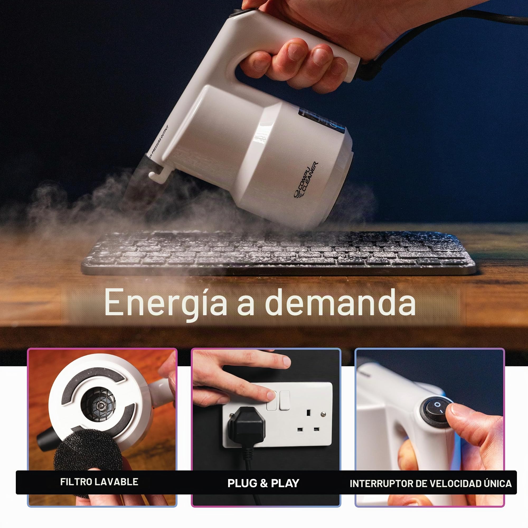 IT Dusters CompuCleaner - Soplador de aire eléctrico original para PC, laptop, consola, electrónica, limpieza del hogar, alternativa ambiental a las aspiradoras de computadora y limpiador de teclado
