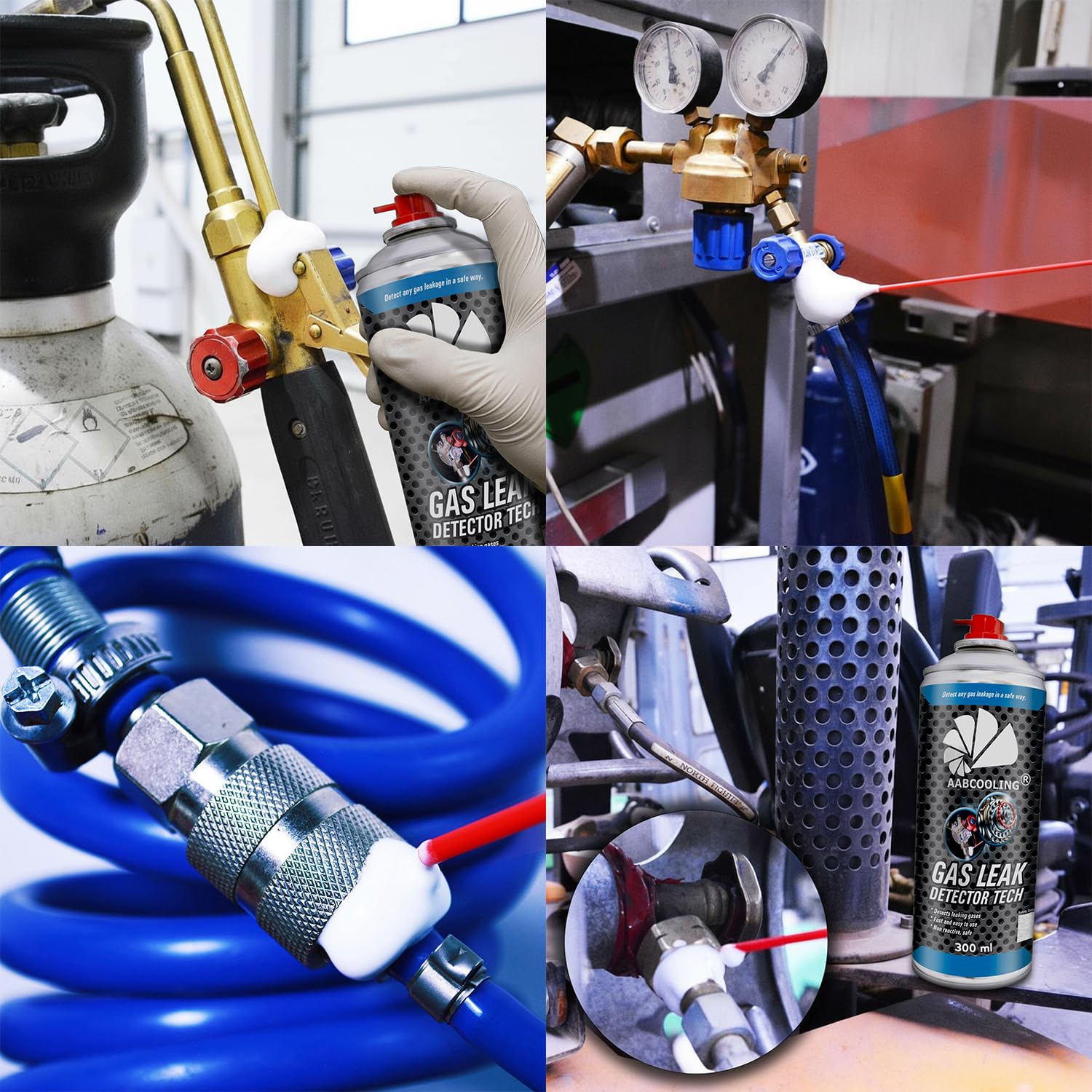 AABCOOLING Detektor Nieszczelności 300ml Tester Szczelności Instalacji Hydraulicznych i Gazowych - Spray do Wykrywania Nieszczelności Rur, Złączy, Zaworów, PEX, Miedzi, Próba Ciśnieniowa, Pianka