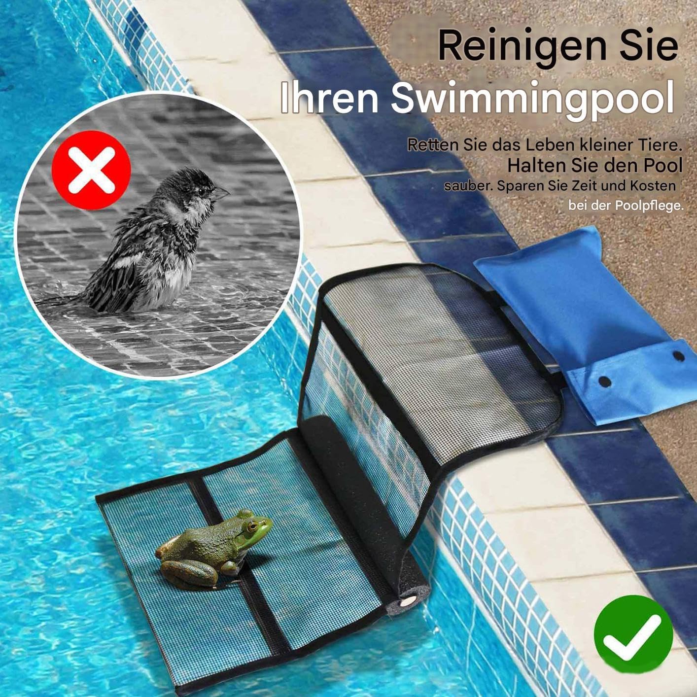 Rettungsrampe Für Tiere Pool, 1 Stück Fluchtrampe Ausstiegshilfe 97x25 cm, Pool Animal Escape Ramp, Ausstiegshilfe Für Tiere Katze Hund Igel Insekten Retten Streifenhörnchen Maus