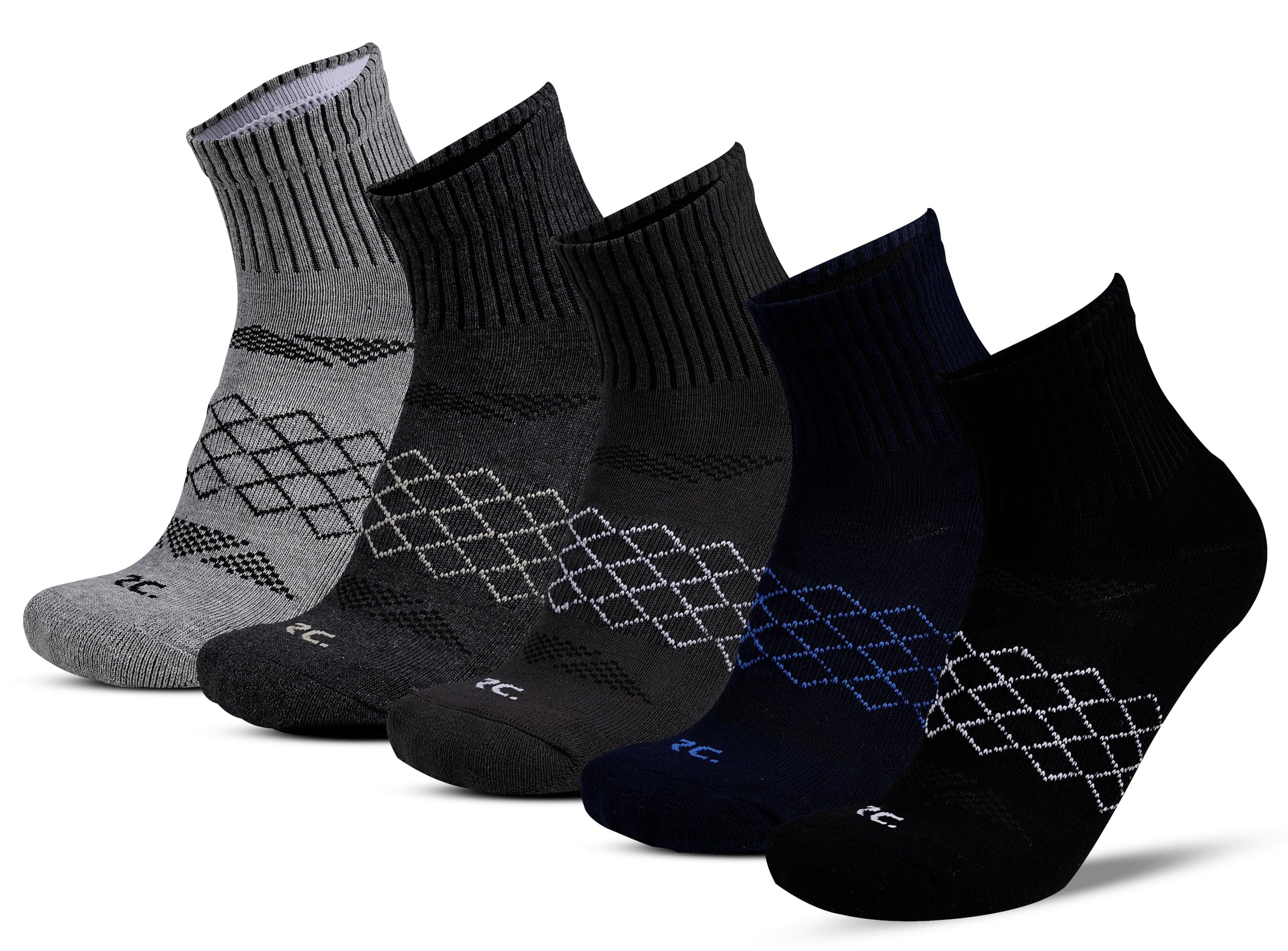 Ankle Cotton Socks for Men, Hi-Performance, Breathable, Anti-Odour, Ventilated, Moisture Wicking, Anti Sweat Durable socks, Pack of 5 Pairs-image-37
