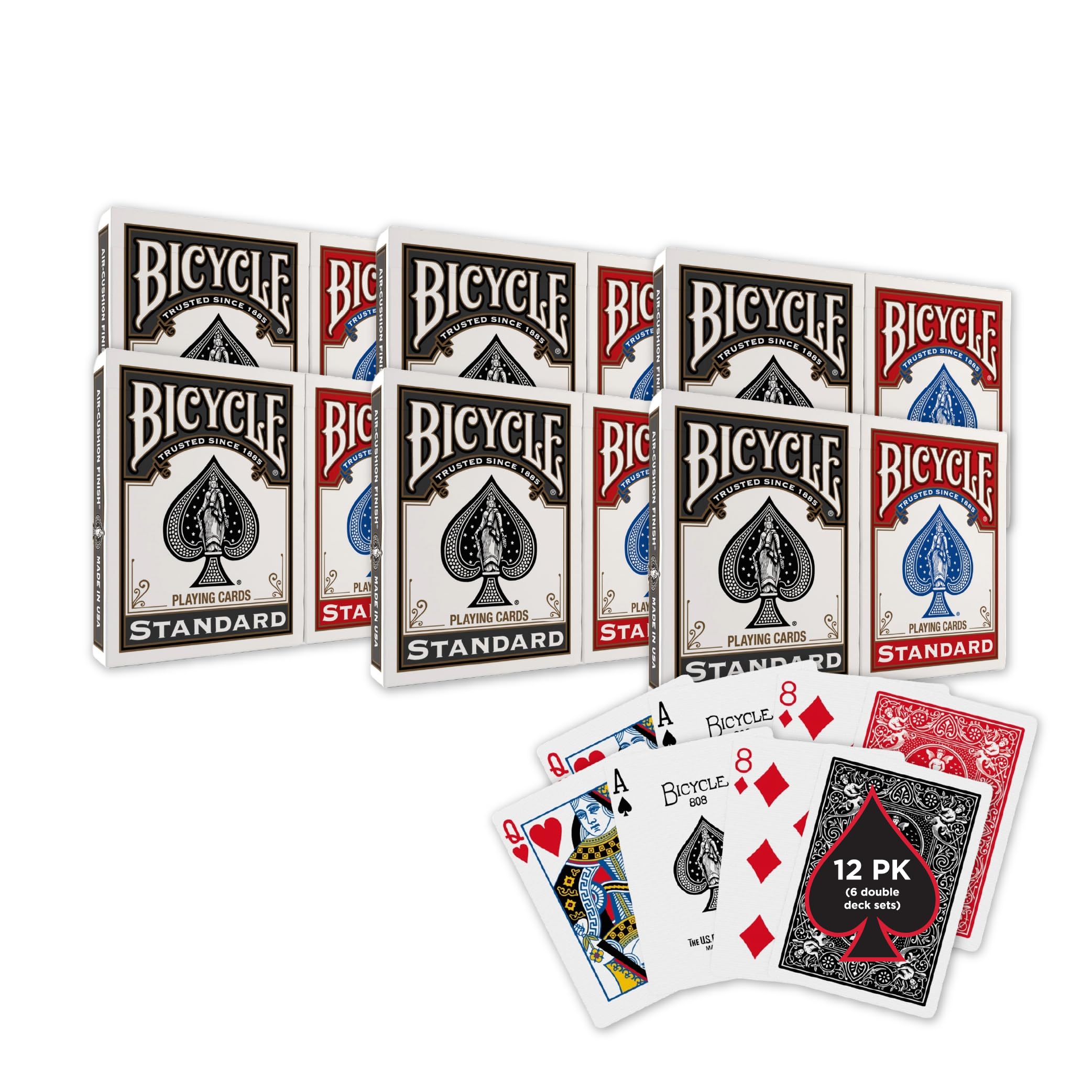 Bicycle 12pk Red & Black Rider Back Playing Cards, Standard Index