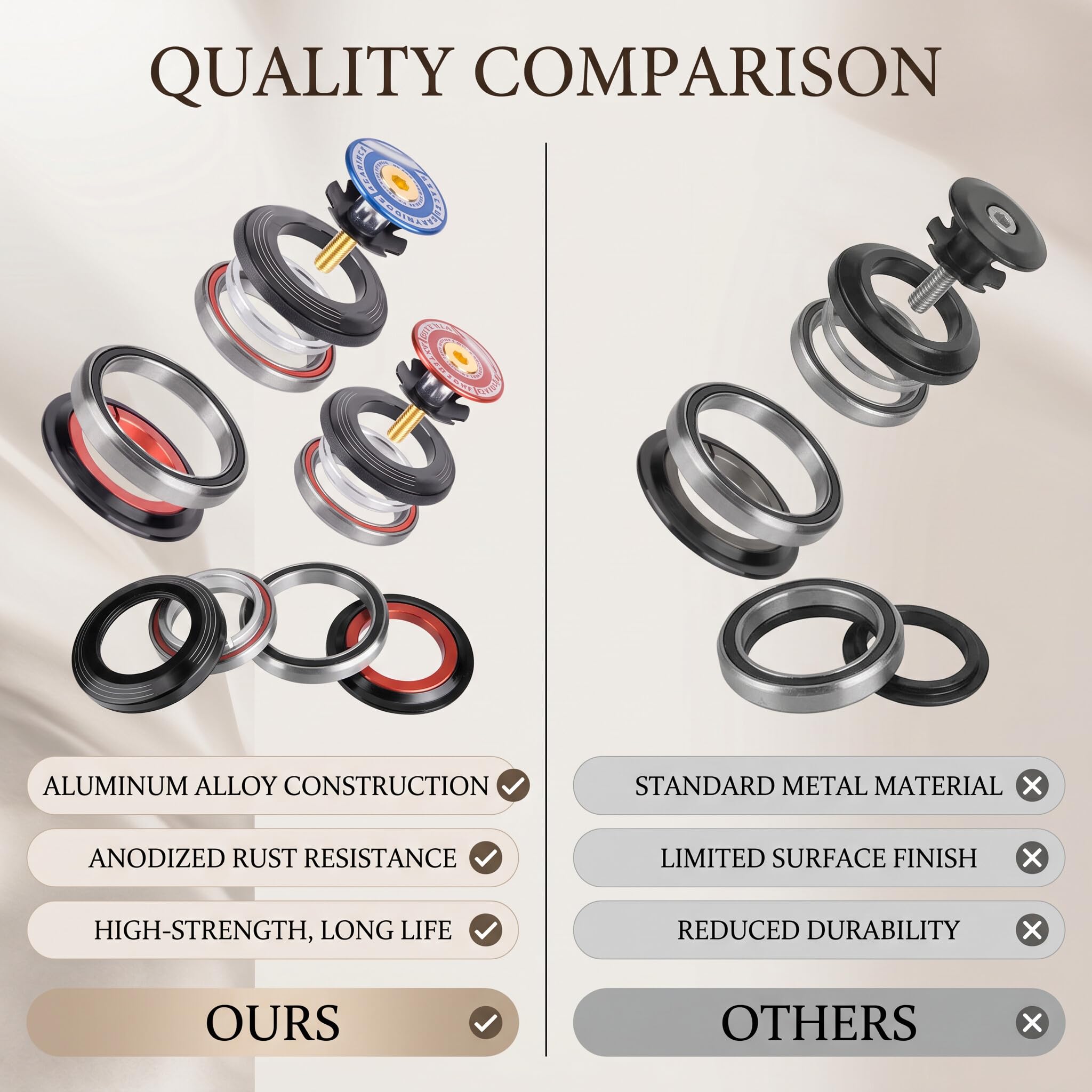 VGEBY Serie sterzo conica Roulement de Casque de vélo, Accessoire de vélo de Casque de vélo de Fourche de Casque de Fourche de 42 52mm