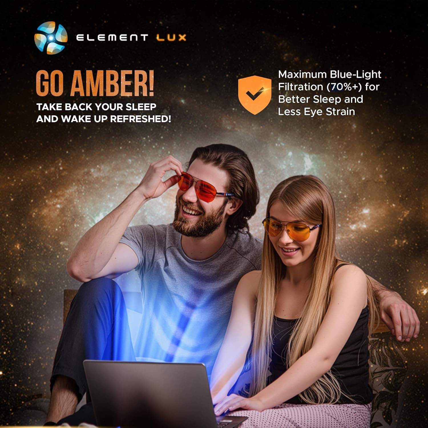 Blue Light Blocking Glasses Amber Lenses -For Better Sleep, Gaming, Eye Strain Blocker, Computer, Sunglasses