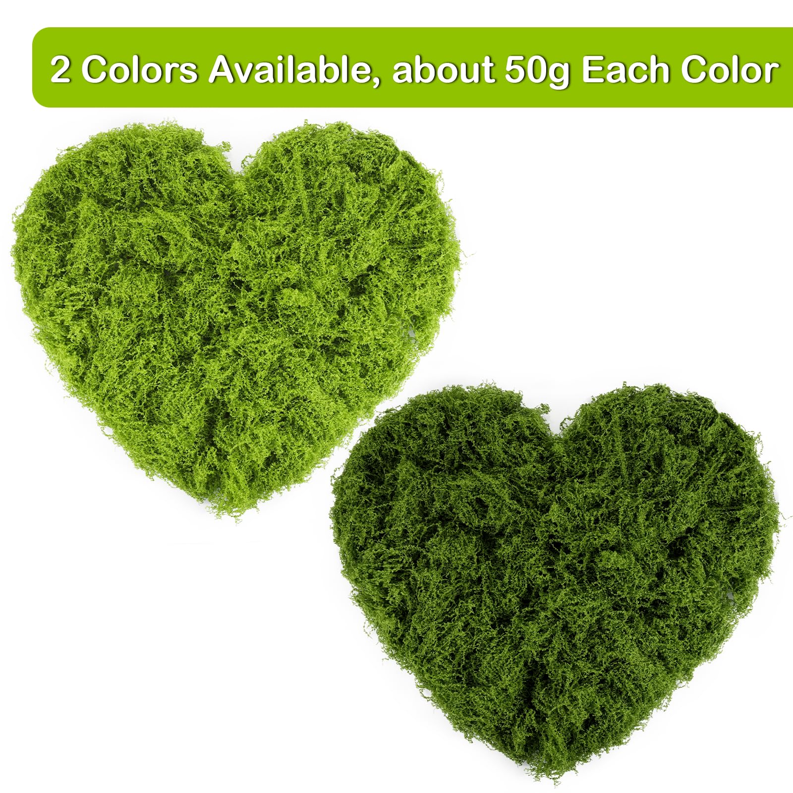 50g Muschio Stabilizzato, Muschio artificiale Riutilizzabili, per Decorazioni, Bricolage, Modellismo, Parete, Casa Decori (Verde scuro