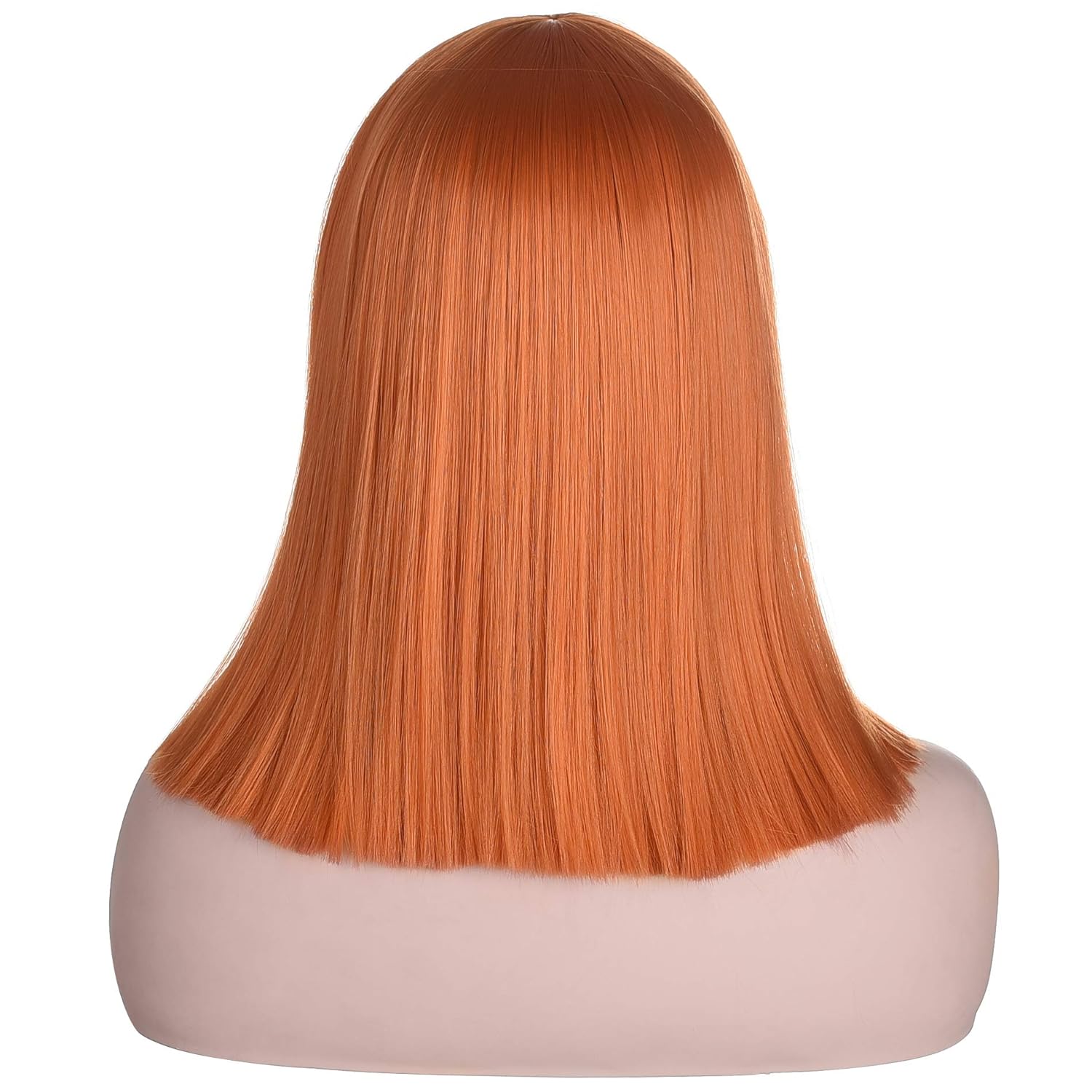 Color Orange morvally Short Straight Ginger Bob Wig with Blunt Bangs Heat Resistant Hair Natural Looking Cosplay Costume Daily Wigs (14, 2735# Orange)