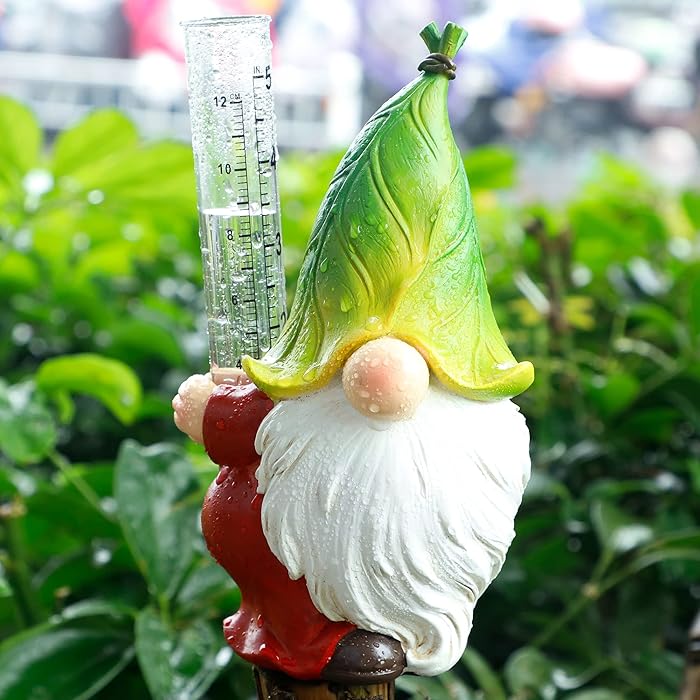Buy FORUP Resin Gnome Rain Gauges, Resin Garden Gnome Statue with a
