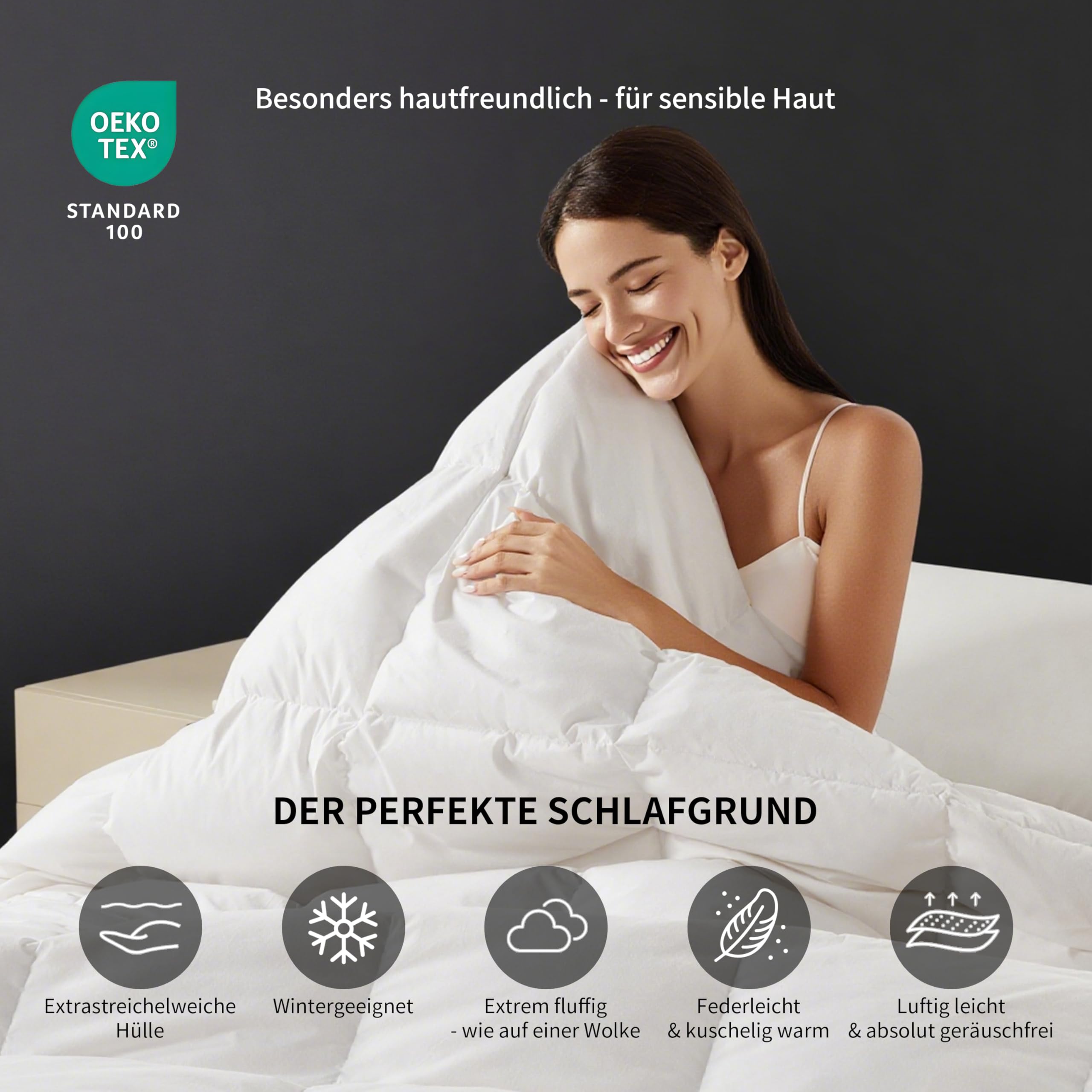 SAPHREAS Federn & Daunen Bettdecke 135x200 cm Ganzjahres, Baumwollgewebe mit Federn Daunen Füllung, Oeko-Tex, RDS Zertifiziert für Tierwohl Daunendecke Federbettdecke weiße