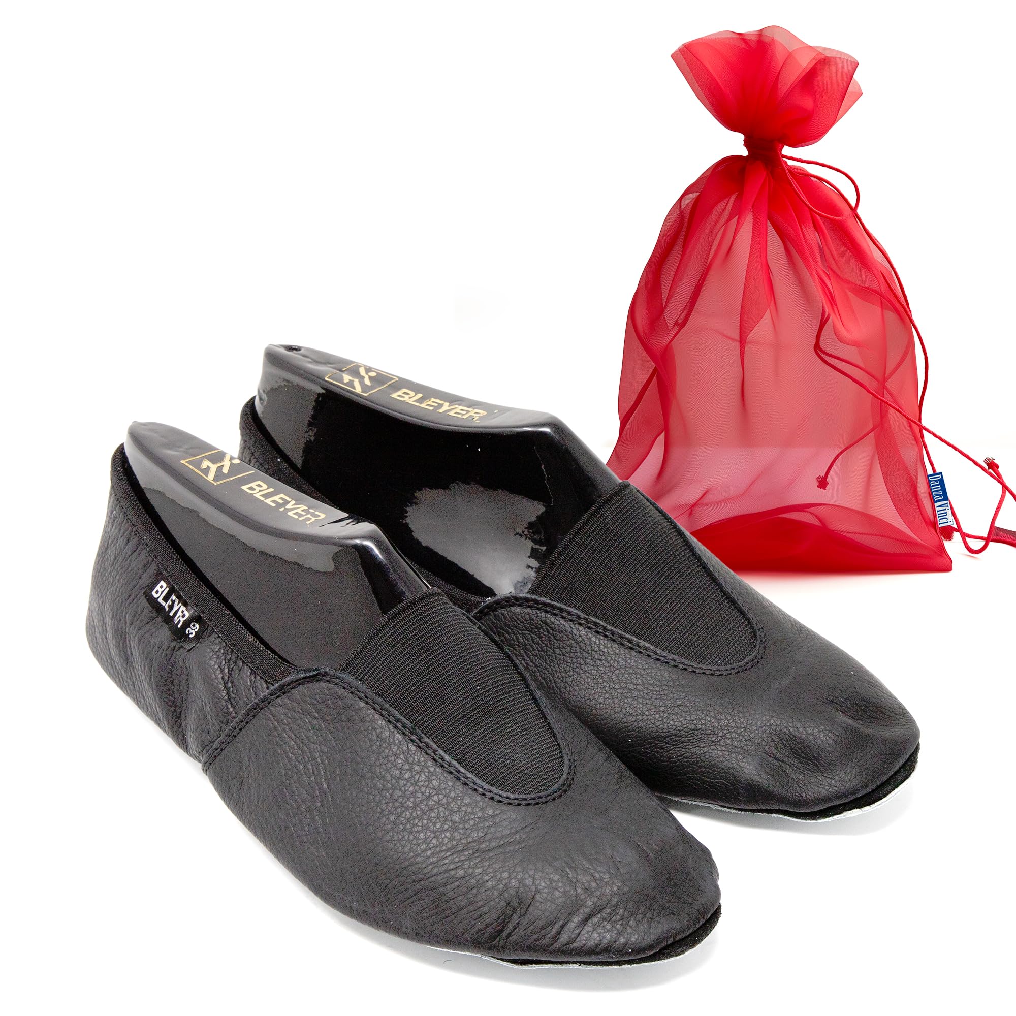 Bundle Bleyer Gymnastikschuhe 2411 Hamburg mit Chiffonbeutel, Schläppchen aus Leder für Kinder und Erwachsene, Turnschläppchen